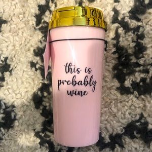 🪴NWT! Reflective gold pink Tumbler Coffee Travel Mug ‘This is Probably Wine’